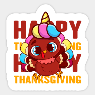 Cute Turkicorn Unicorn Thanksgiving For Girls Turkey Day Sticker